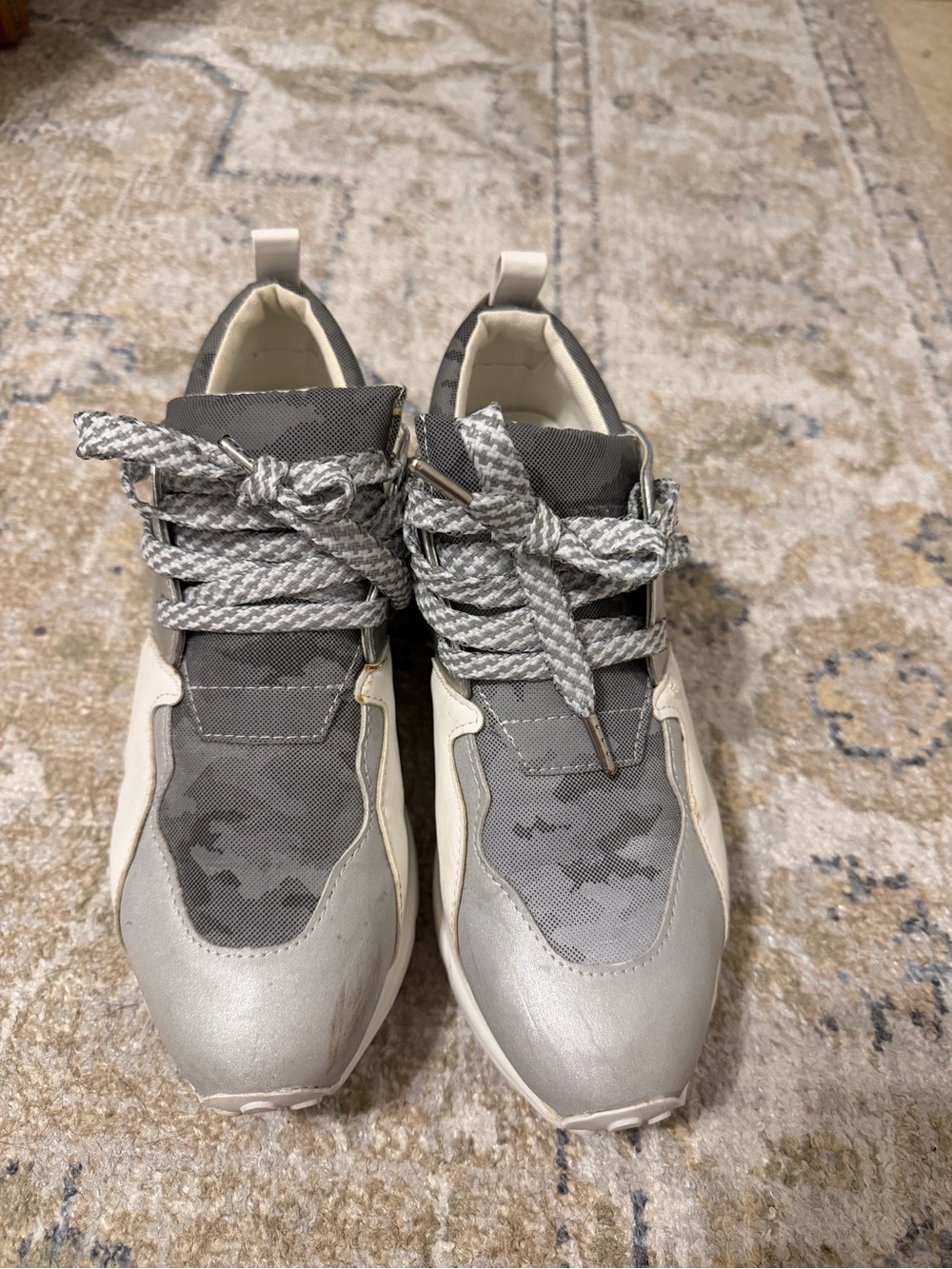 Grey and Cream Women's Fashion Sneakers